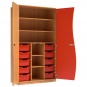 Wellentürenschrank, 190 cm hoch, 105x50 cm (B/T), Tür rechts rot, 